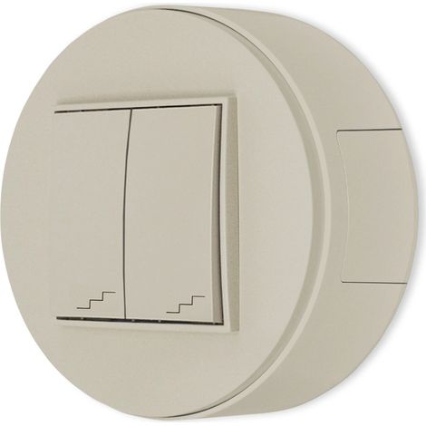 Juego de interruptores dobles para escaleras, de superficie, redondos, Mini taupe (1/5)