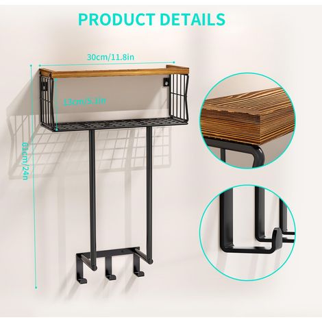 Wall Mounted Towel Rack: Space-Saving Bathroom Storage with Multi-Functional Hooks (1/5)
