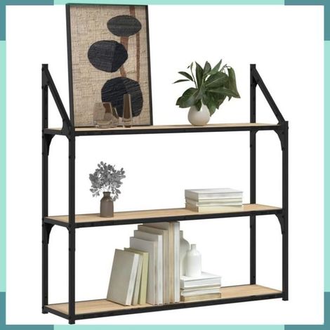 835455 étagère murale 3 niveaux chêne sonoma 80x21x78,5 cm (1/5)