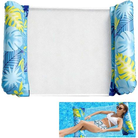 Bouee Piscine Adulte, 4 in 1 XL Matelas Piscine Gonflable, Matelas Filet Piscine, Hamac de Piscine (1/5)