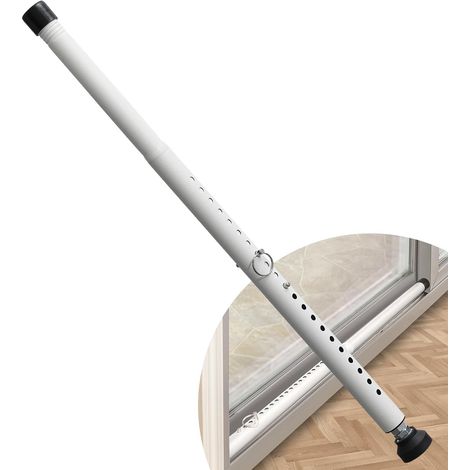Barre de sécurité pour porte coulissante, 45 à 128,3 cm, barre de sécurité réglable avec embouts en caoutchouc, barre de sécurité de fenêtre de 2,5 cm de diamètre pour maison, appartement (blanc) (1/5)
