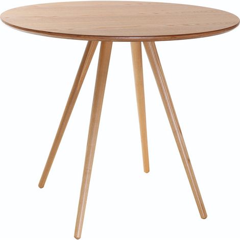 Miliboo – Table à manger ronde en bois clair 90 cm – Plateau en panneaux de fibres finition frêne – Pieds en hévéa – Style scandinave moderne (1/4)