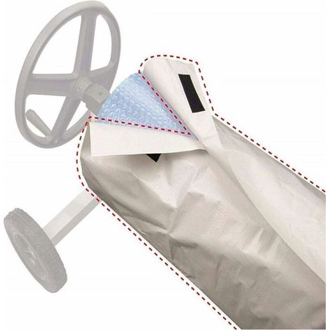 Couverture Enrouleur Bâche Piscine en Tissu Imperméable,Couverture de Protection Piscine Extérieur,Couverture pour Bâche Solaire,Bâche de Piscine Anti-Vent/Pluie/Poussière/UV(490cm96cm) (1/5)