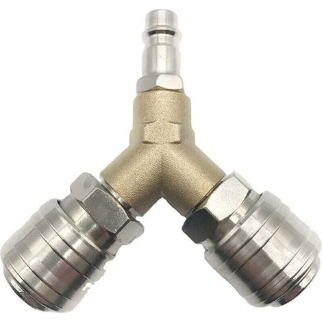 Compressed air connector, compressed air switch, 1/4" threaded connector, rust-resistant brass, fully assembled and ready to use (1/4)