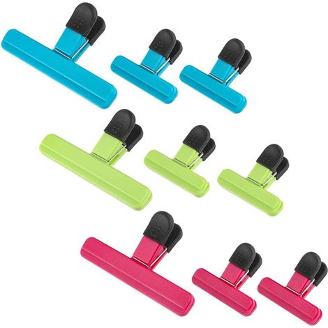Shine Home 9 Pièces Pince Sachet, Clips de Fermeture de Sac Alimentaire d'étanchéité Clips pour Le Rangement Cuisine,Bureau,Sacs pour Aliments et Pains