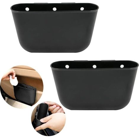 Cubo de basura pequeño para coche, NewWe 2 piezas, caja de almacenamiento para coche, material plástico fácil de limpiar, cubo de basura portátil, caja de almacenamiento colgante, accesorios para el i (1/5)