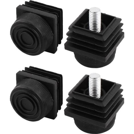 patas niveladoras ajustables para muebles, almohadillas para muebles, patas de mesa, bases de sillas, protectores de suelo, tapones para tuberías, insertos cuadrados, negro, 30 mm x 30 mm