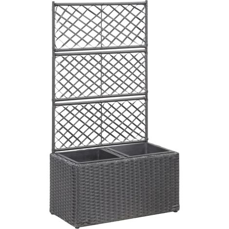 Fioriera rialzata per piante e fiori traliccio da giardino 2 vasi 58 x 30 x 107 cm resina intrecciata marrone 020001271