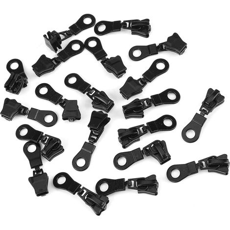 Lot de 20 curseurs de fermeture éclair en alliage métallique, taille n°5, kit de réparation et remplacement de tirettes zip (noir) (1/5)