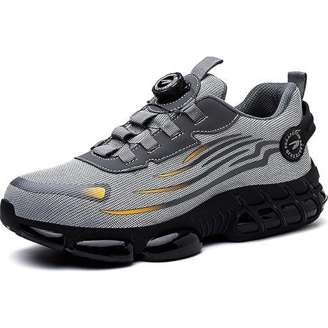 Chaussures de sécurité S3, pointure 45, légères et respirantes, embout pivotant élégant, chaussures de sport, embout anti-écrasement et anti-acier, pas besoin de lacets (1/5)