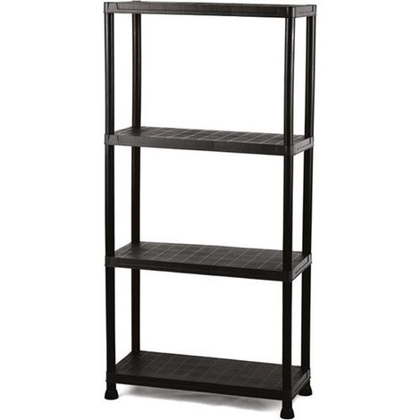Stabiles Standregal Kunststoff Schwarz für Draußen & Drinnen, 4 Böden, 80cm (1/3)