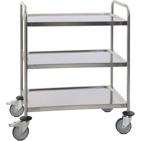 Chariot Inox soudé 3 Plateaux 880x580xH1015mm - Matériel CHR Pro