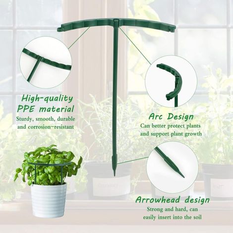 PCS Pflanzenstützstäbe Halbrunde Pflanzenstäbe Pflanzenkäfigstütze Verstellbarer Gartenpflanzenstützring für Gemüsepflanzenblumen (25 14 cm), Grün
