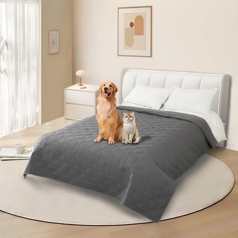 DUJUIKE 100% Housse imperméable canapé, Housse de canapé pour Chien,Housse Impermeable canape lit, avec Base antidérapante, Protection canapé Chien, Chat(Gris,208-208 cm) (1/5)