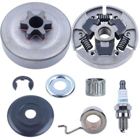 Pr Sprocket and Clutch Kit for STIHL MS211 MS181 MS171 Chainsaw, Clutch Drum + Sprocket + Spark Plug + Bearing + Worm Screw + Washer Spare Parts 8 in 1 (1/4)
