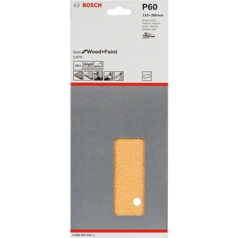 2608605240 - Set 10 Fogli abrasivi C470 , 115mm X 280mm , P60 , BEST for LEGNO+VERNICE