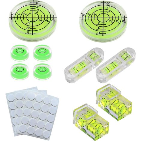 10 Pièces Niveau à Bulle Rond et Carré, Mini Niveau à Bulle Précis pour Appareils Photo et Camping, pour Images Stationnaires, pour Mesurer l'Horizontale (1/5)