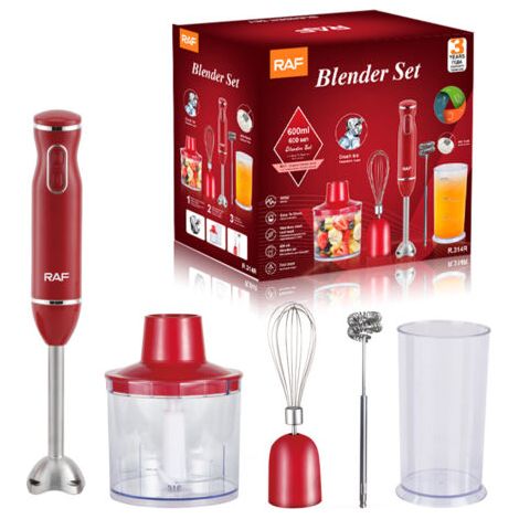 TMS-9605 Mixeur Plongeant 3-en-1/600 W, 500 ml, Rouge (1/5)