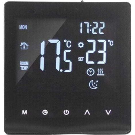 Termostato digital con pantalla LCD, XU, programable, inteligente, táctil, controlador de caldera de agua caliente de pie, negro, AC90-240V, K2MRH3A -- Crezuo