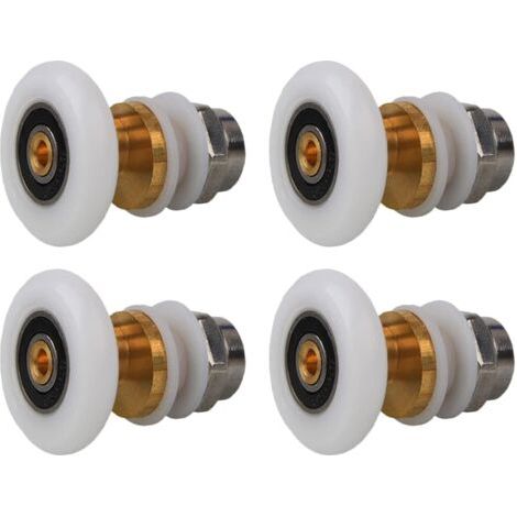 Roulettes Porte de Douche 23mm, Roulette Porte Coulissante Douche en Laiton 4 Pièces pour Rouleau pour Remplacement de Douche Coulissante Verre Porte Coureurs Rouleaux (23MM)