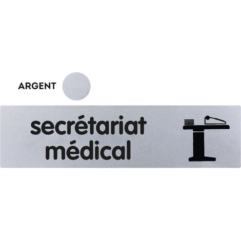Plaque de porte Secretariat medical - Classique argent 170x45mm - 4321042