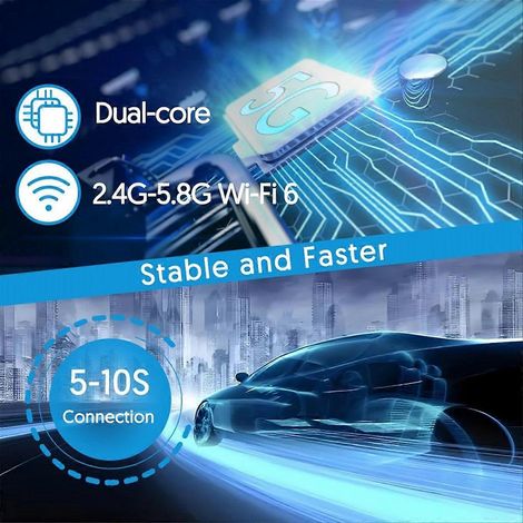 Adaptateur CarPlay sans fil à filaire, version WiFi 6, brancher et utiliser, compatible voiture, interface plug-and-play, boîtier de connexion auto (1/5)
