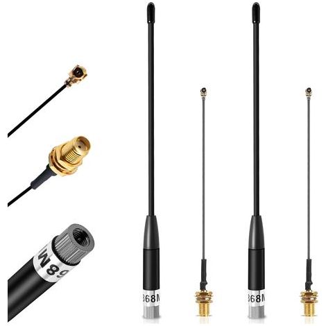 Confezione da 2 antenne da 868 MHz, guadagno 10 dBi, 19,5 cm Omni SMA maschio 19,5 cm + cavo (U.FL IPX) a SMA femmina per ESP32/LoRa 32 V3/LoRa32u4 II antenna Soft Whip a lungo raggio (1/5)