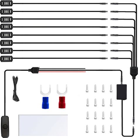 Lumières LED multicolores, grand Angle 150 °, étanche IP68, avec application BT, fonction de synchronisation musicale, pour SUV, ATV, UTV, 8 pièces (1/5)