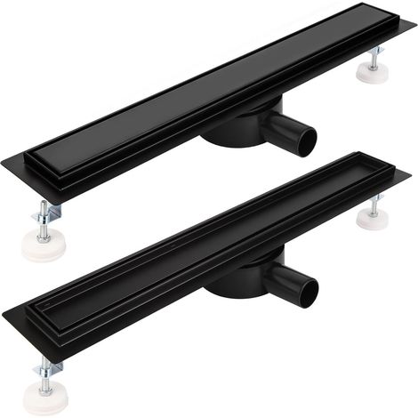 Caniveau de Douche Italienne Noir Mat 100cm pour Cabine de Douche - Conception 2 en 1 avec Sortie d'Eau Rotative à 360° - Hauteur Réglable - Acier Inoxydable 304 (1/5)