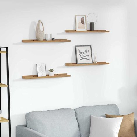 Wandregal mit Regal 4 pcs Braun 60 x 9 x 3 cm Holzwerkstoff (1/5)