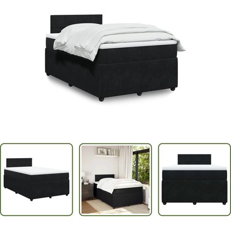 Matelas à ressorts ensachés - Sommier à lattes de lit avec matelas noir 120x190 cm velours (1/5)