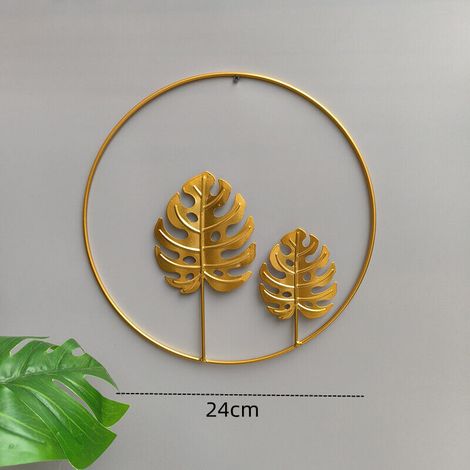 Hoja redonda decorativa de metal como escultura de pared para decoración moderna en la oficina en casa y la sala de estar. - Crezuo