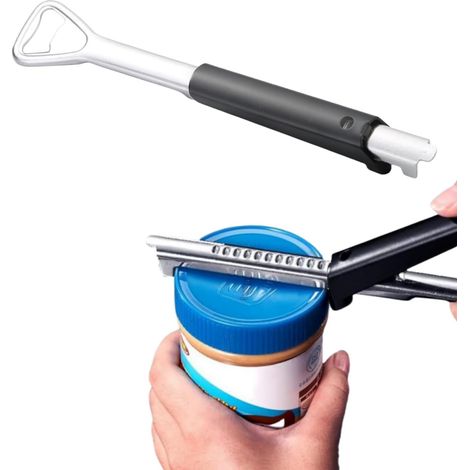 Ouvre-bocal pour mains faibles, ouvre-bocal pour personnes âgées souffrant d'arthrite, ouvre-boîte multifonctionnel réglable en acier inoxydable avec pince pour couvercle de bocal (1/5)