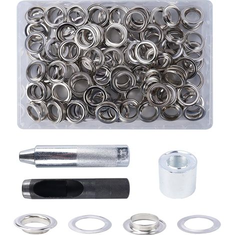 120 Sets Trousse Oillets 16mm Kit Grommets Oeillets en Métal avec 3 Outils Œiillets en Métal Œiillet Couture pour Bâche Ceinture Chaussures Les Sacs en Cuir (16mm) (1/5)
