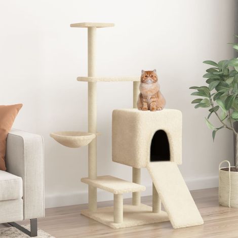 Cat Tree with Sisal Scratching Posts Cream 130.5 cm vidaXL (1/5)