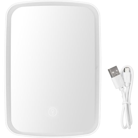 Miroir de maquillage lumineux rechargeable USB, inclinable à 45°, écran tactile et lumière réglable, couleur blanche (1/5)