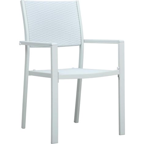 Chaises de Jardin d'Extérieur Salle à Manger Plastique Aspect Rotin Blanc Lot de 4 (1/5)
