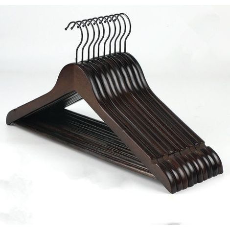 5-teiliges schwarzes Kleiderbügel-Set aus Massivholz mit Rillen, 360° drehbarer Vintage-Kleiderbügel für Kleid, Hemd, BH, Hose, Mantel, 44,5 cm, 23 cm, 1,2 cm