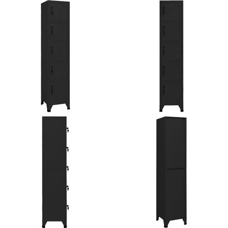 Schließfachschrank Schwarz 38x40x180 cm Stahl - Schliessfachschrank - Metallschrank - Garderobe - Bürobedarf - Lagerraum - Home & Living
