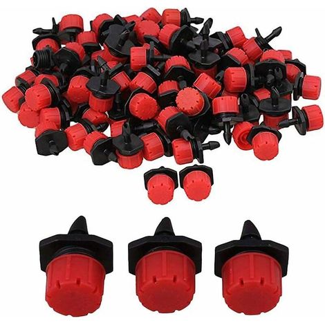 Lot de 100 goutteurs automatiques réglables pour l'irrigation, avec système d'arrosage automatique et micro-asperseurs pour plantes, serres et jardins. (1/5)