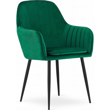 Sedia Lugo - velluto verde / gambe nere x 1 (1/5)