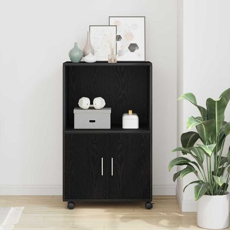 Schrank Schwarz Eichen-Optik 55 x 40 x 82 cm