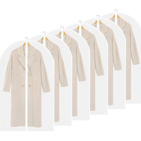 Lot de 6 Housses de Protection pour Vêtements longues 60 x 100cm Transparent Étanche à la poussière Avec fermeture éclair Pour costumes, robes de soirée (1/5)
