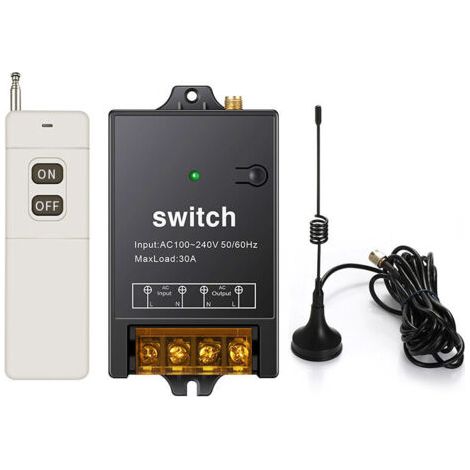 Commutateur de télécommande, longue distance de 1500 M, commutateur RF sans fil de relais AC 110 V/120 V/240 V/40 A, commutateur à distance sans fil pour équipement électrique d'éclairage de moteur de (1/5)