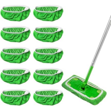 Lingettes Balai Microfibre Réutilisables – Lot 10 – Double Usage Sec/Humide – Compatibles Swiffer (1/5)