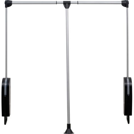 WENKO Garderobenlift, schwenkbare Kleiderstange, Silber matt, Aluminium silber matt, Polypropylen schwarz