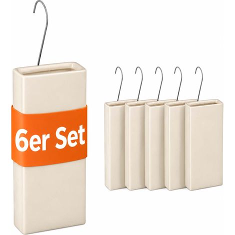 Relaxdays Luftbefeuchter Heizkörper, 6er Set, Wasserverdunster für Heizung, zum Hängen, Keramik, Raumbefeuchter, beige
