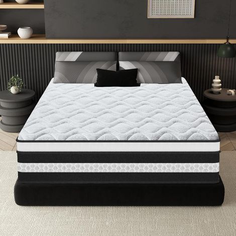Yidatong – Matelas mousse 160x200 cm – Épaisseur 26 cm – Hybride mousse à mémoire de forme et latex bleu – 7 zones de confort – Tissus Oeko-Tex