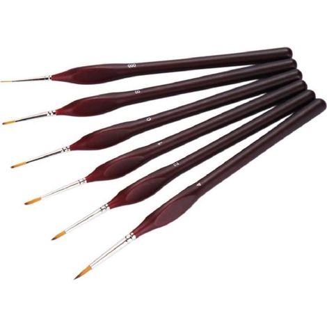 6 pieces Pinceaux fins - ensemble de pinceau de peinture au detail - pour acrylique, aquarelle, huile (1/3)