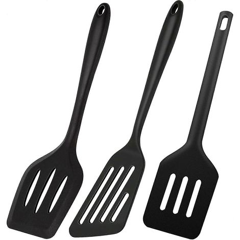 Ensemble de 3 spatules en plastique - Silicone résistant à la chaleur - Sans BPA - Lavable au lave-vaisselle - Ustensiles de cuisine - Spatules antiadhésives pour cuisiner, pâtisser et retourner les a (1/5)